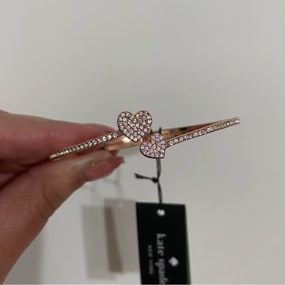 NWT! Kate Spade Yours Truly Pave Open Heart Hinge Cuff Bracelet - Picture 4 of 10
